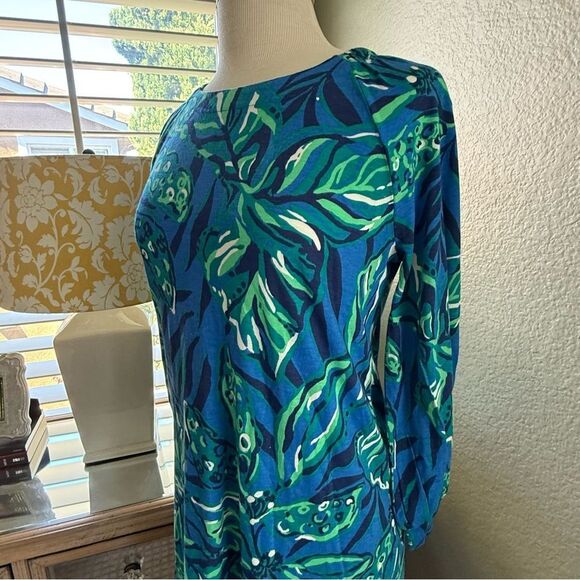NWT Lilly Pulitzer Elianna Indigo Breeze 3/4 Sleeve T-Shirt Dress Cotton Small - Picture 8 of 16